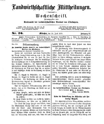 Landwirthschaftliche Mittheilungen Sonntag 25. Juni 1876