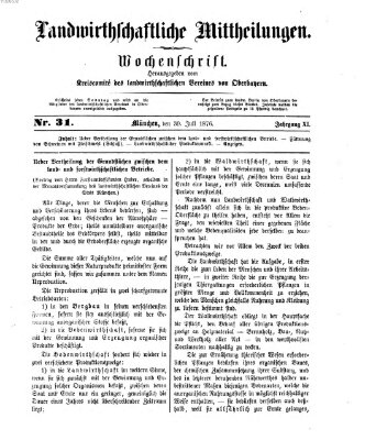 Landwirthschaftliche Mittheilungen Sonntag 30. Juli 1876