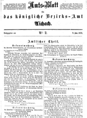 Amtsblatt für das Bezirksamt und Amtsgericht Aichach Sonntag 9. Januar 1876