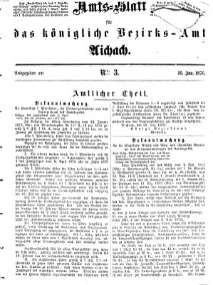 Amtsblatt für das Bezirksamt und Amtsgericht Aichach Sonntag 16. Januar 1876