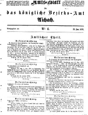 Amtsblatt für das Bezirksamt und Amtsgericht Aichach Sonntag 23. Januar 1876