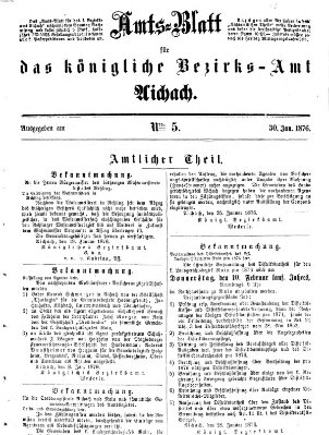 Amtsblatt für das Bezirksamt und Amtsgericht Aichach Sonntag 30. Januar 1876