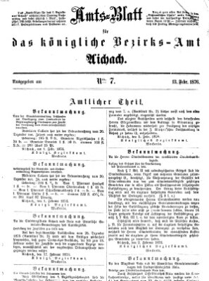 Amtsblatt für das Bezirksamt und Amtsgericht Aichach Sonntag 13. Februar 1876