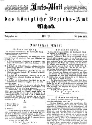 Amtsblatt für das Bezirksamt und Amtsgericht Aichach Samstag 26. Februar 1876