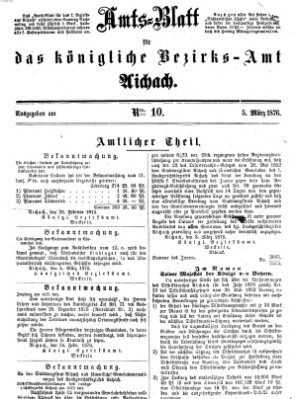 Amtsblatt für das Bezirksamt und Amtsgericht Aichach Sonntag 5. März 1876