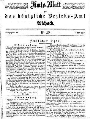 Amtsblatt für das Bezirksamt und Amtsgericht Aichach Sonntag 7. Mai 1876