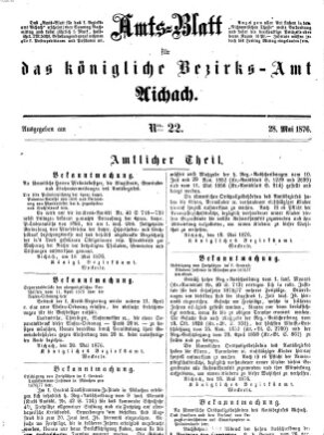 Amtsblatt für das Bezirksamt und Amtsgericht Aichach Sonntag 28. Mai 1876