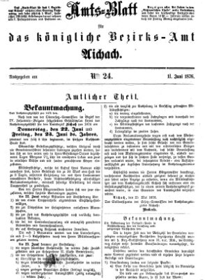 Amtsblatt für das Bezirksamt und Amtsgericht Aichach Sonntag 11. Juni 1876