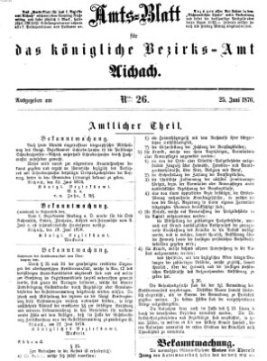 Amtsblatt für das Bezirksamt und Amtsgericht Aichach Sonntag 25. Juni 1876