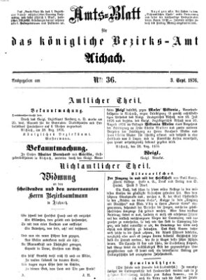Amtsblatt für das Bezirksamt und Amtsgericht Aichach Sonntag 3. September 1876