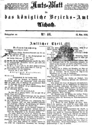 Amtsblatt für das Bezirksamt und Amtsgericht Aichach Sonntag 12. November 1876