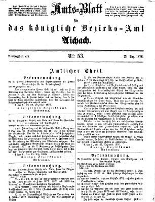 Amtsblatt für das Bezirksamt und Amtsgericht Aichach Freitag 29. Dezember 1876
