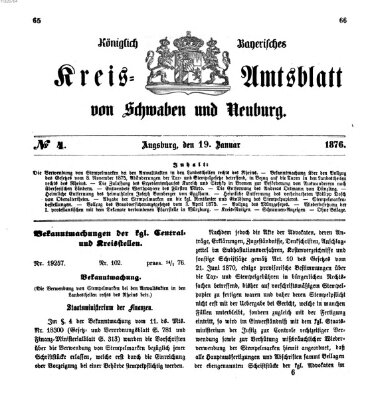 Königlich Bayerisches Kreis-Amtsblatt von Schwaben und Neuburg Mittwoch 19. Januar 1876