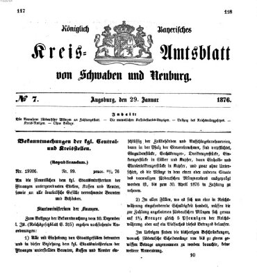 Königlich Bayerisches Kreis-Amtsblatt von Schwaben und Neuburg Samstag 29. Januar 1876