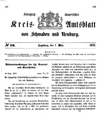 Königlich Bayerisches Kreis-Amtsblatt von Schwaben und Neuburg Mittwoch 1. März 1876