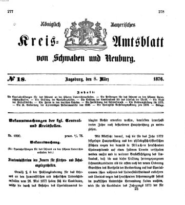 Königlich Bayerisches Kreis-Amtsblatt von Schwaben und Neuburg Mittwoch 8. März 1876