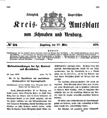 Königlich Bayerisches Kreis-Amtsblatt von Schwaben und Neuburg Mittwoch 29. März 1876