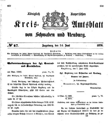 Königlich Bayerisches Kreis-Amtsblatt von Schwaben und Neuburg Mittwoch 14. Juni 1876