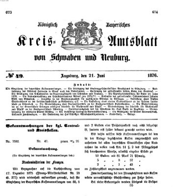 Königlich Bayerisches Kreis-Amtsblatt von Schwaben und Neuburg Mittwoch 21. Juni 1876