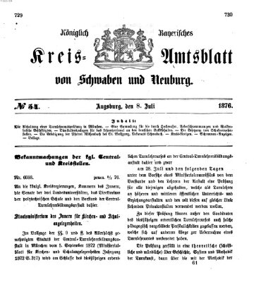 Königlich Bayerisches Kreis-Amtsblatt von Schwaben und Neuburg Samstag 8. Juli 1876