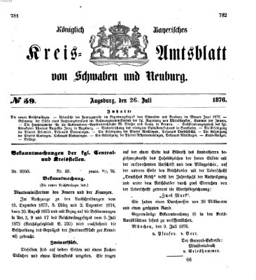 Königlich Bayerisches Kreis-Amtsblatt von Schwaben und Neuburg Mittwoch 26. Juli 1876