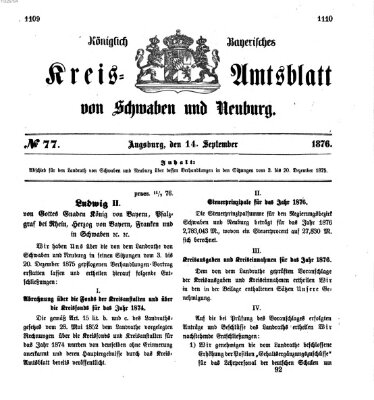 Königlich Bayerisches Kreis-Amtsblatt von Schwaben und Neuburg Donnerstag 14. September 1876