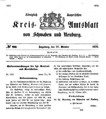 Königlich Bayerisches Kreis-Amtsblatt von Schwaben und Neuburg Donnerstag 26. Oktober 1876