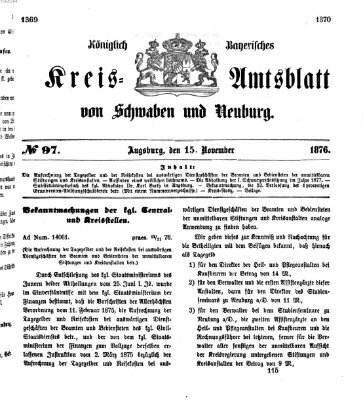 Königlich Bayerisches Kreis-Amtsblatt von Schwaben und Neuburg Mittwoch 15. November 1876