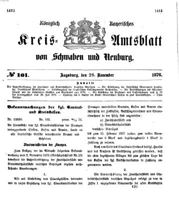 Königlich Bayerisches Kreis-Amtsblatt von Schwaben und Neuburg Dienstag 28. November 1876