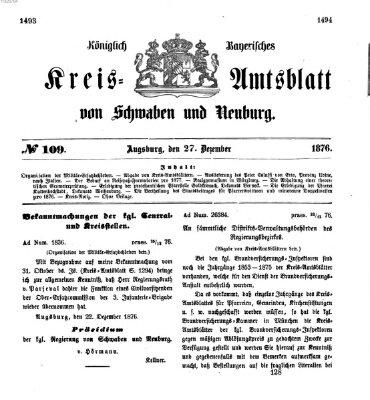 Königlich Bayerisches Kreis-Amtsblatt von Schwaben und Neuburg Mittwoch 27. Dezember 1876