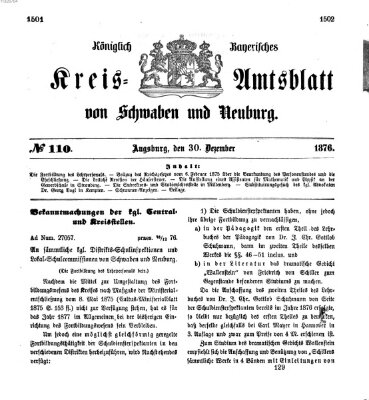 Königlich Bayerisches Kreis-Amtsblatt von Schwaben und Neuburg Samstag 30. Dezember 1876