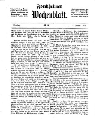 Amtsblatt für die Königlichen Bezirksämter Forchheim und Ebermannstadt sowie für die Königliche Stadt Forchheim Dienstag 4. Januar 1876