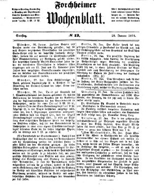 Amtsblatt für die Königlichen Bezirksämter Forchheim und Ebermannstadt sowie für die Königliche Stadt Forchheim Samstag 29. Januar 1876