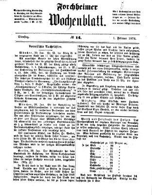 Amtsblatt für die Königlichen Bezirksämter Forchheim und Ebermannstadt sowie für die Königliche Stadt Forchheim Dienstag 1. Februar 1876