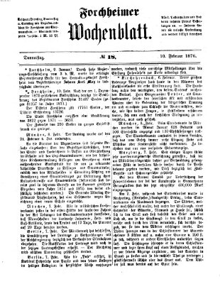 Amtsblatt für die Königlichen Bezirksämter Forchheim und Ebermannstadt sowie für die Königliche Stadt Forchheim Donnerstag 10. Februar 1876