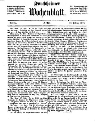 Amtsblatt für die Königlichen Bezirksämter Forchheim und Ebermannstadt sowie für die Königliche Stadt Forchheim Samstag 26. Februar 1876