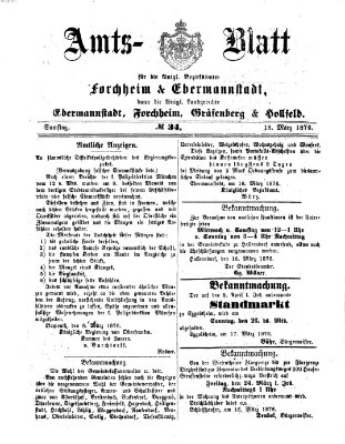 Amtsblatt für die Königlichen Bezirksämter Forchheim und Ebermannstadt sowie für die Königliche Stadt Forchheim Samstag 18. März 1876