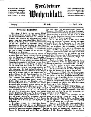 Amtsblatt für die Königlichen Bezirksämter Forchheim und Ebermannstadt sowie für die Königliche Stadt Forchheim Dienstag 11. April 1876