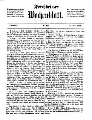 Amtsblatt für die Königlichen Bezirksämter Forchheim und Ebermannstadt sowie für die Königliche Stadt Forchheim Donnerstag 11. Mai 1876