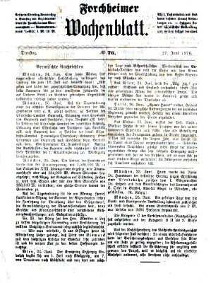 Amtsblatt für die Königlichen Bezirksämter Forchheim und Ebermannstadt sowie für die Königliche Stadt Forchheim Dienstag 27. Juni 1876