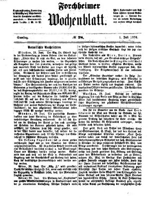 Amtsblatt für die Königlichen Bezirksämter Forchheim und Ebermannstadt sowie für die Königliche Stadt Forchheim Samstag 1. Juli 1876