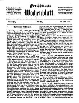 Amtsblatt für die Königlichen Bezirksämter Forchheim und Ebermannstadt sowie für die Königliche Stadt Forchheim Donnerstag 13. Juli 1876