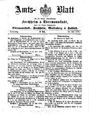 Amtsblatt für die Königlichen Bezirksämter Forchheim und Ebermannstadt sowie für die Königliche Stadt Forchheim Donnerstag 20. Juli 1876