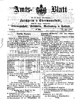 Amtsblatt für die Königlichen Bezirksämter Forchheim und Ebermannstadt sowie für die Königliche Stadt Forchheim Samstag 29. Juli 1876