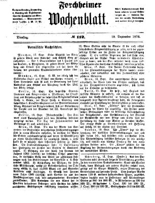 Amtsblatt für die Königlichen Bezirksämter Forchheim und Ebermannstadt sowie für die Königliche Stadt Forchheim Dienstag 19. September 1876