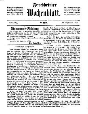 Amtsblatt für die Königlichen Bezirksämter Forchheim und Ebermannstadt sowie für die Königliche Stadt Forchheim Donnerstag 21. September 1876