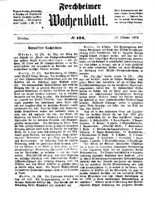 Amtsblatt für die Königlichen Bezirksämter Forchheim und Ebermannstadt sowie für die Königliche Stadt Forchheim Dienstag 17. Oktober 1876