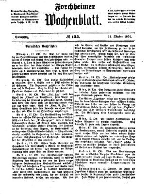 Amtsblatt für die Königlichen Bezirksämter Forchheim und Ebermannstadt sowie für die Königliche Stadt Forchheim Donnerstag 19. Oktober 1876