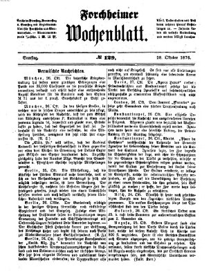 Amtsblatt für die Königlichen Bezirksämter Forchheim und Ebermannstadt sowie für die Königliche Stadt Forchheim Samstag 28. Oktober 1876