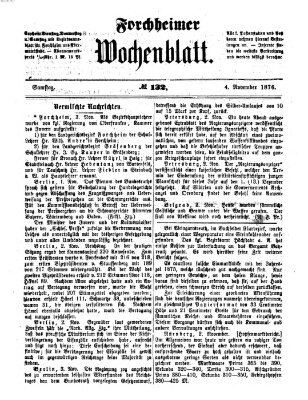 Amtsblatt für die Königlichen Bezirksämter Forchheim und Ebermannstadt sowie für die Königliche Stadt Forchheim Samstag 4. November 1876